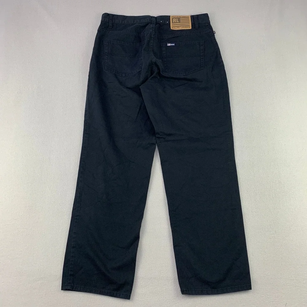 Ralph Lauren Polo Jeans Co Pants Womens 12 Black Denim Straight Leg Cotton
